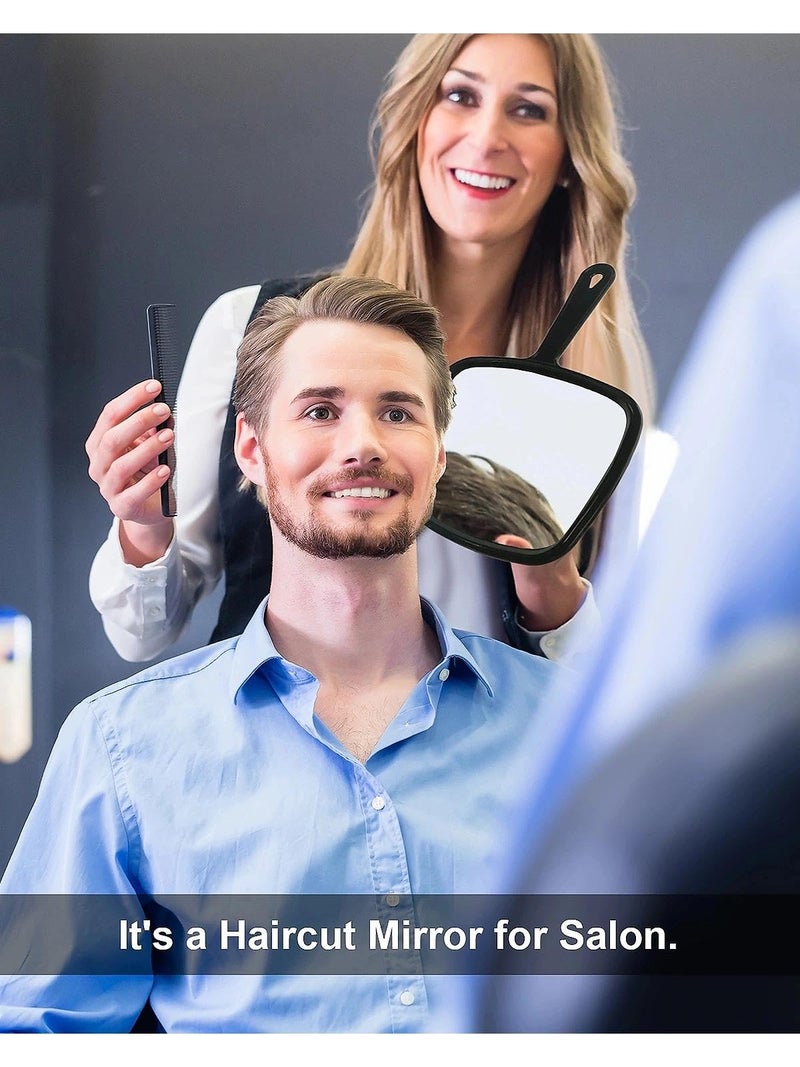 PROTECLE Hand Mirror, 10.3"" L x 7.4"" W Salon Barber Hairdressing Handheld Mirror with Handle, Square Black - Image 5